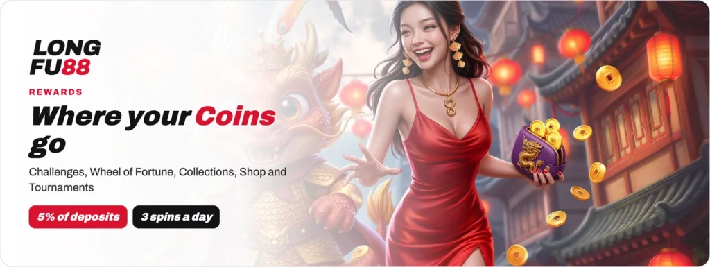 Longfu88 Rewards: Challenges, Wheel of Fortune, Collections, Shop and Tournaments