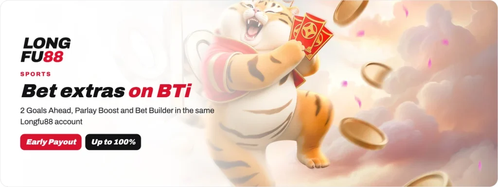 Longfu88 sports on BTi with 2 Goals Ahead early payout and Parlay Boost up to 100%